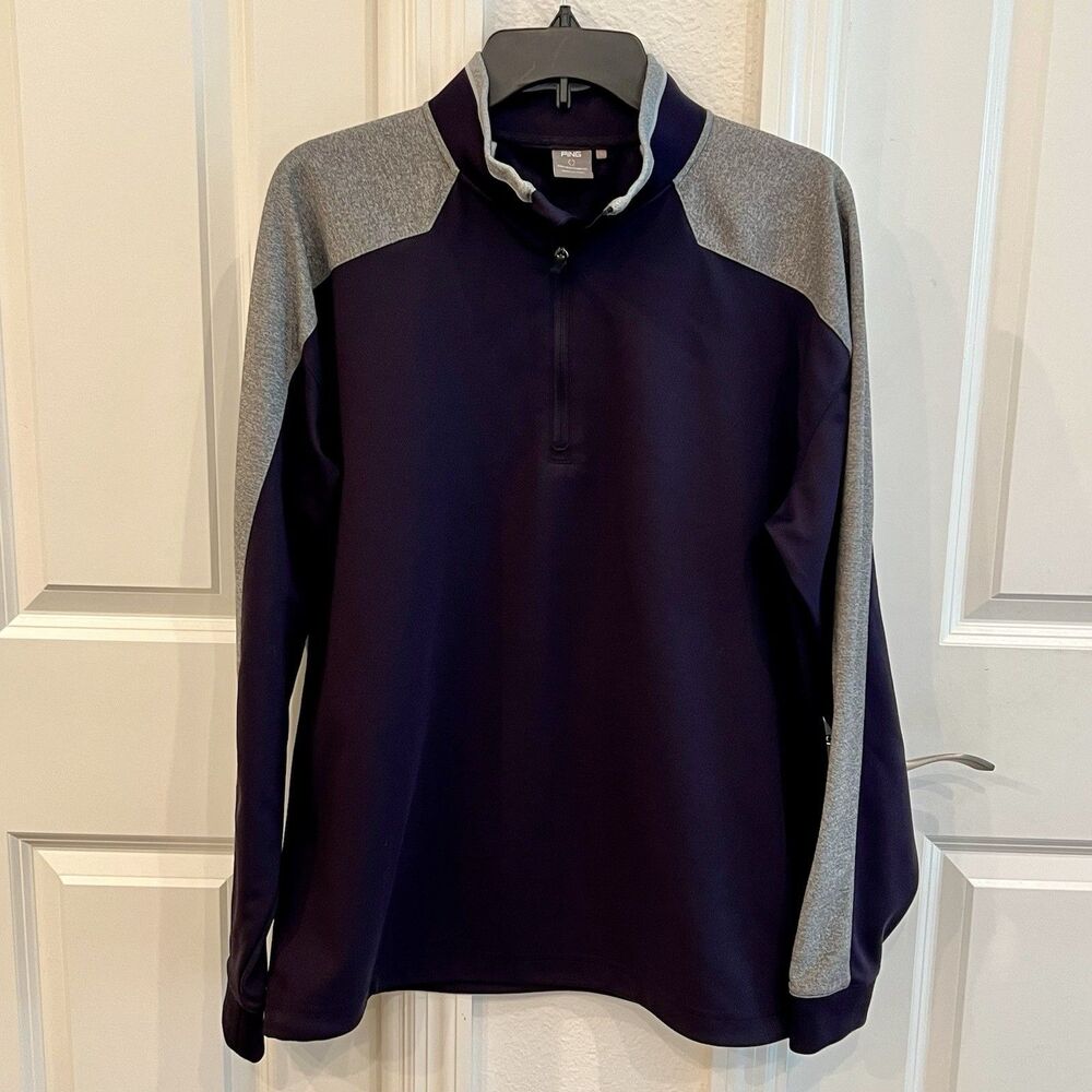 Ping Sensorwarm Golf Quarter Zip Pullover, Men’s Large, Purple And Gray